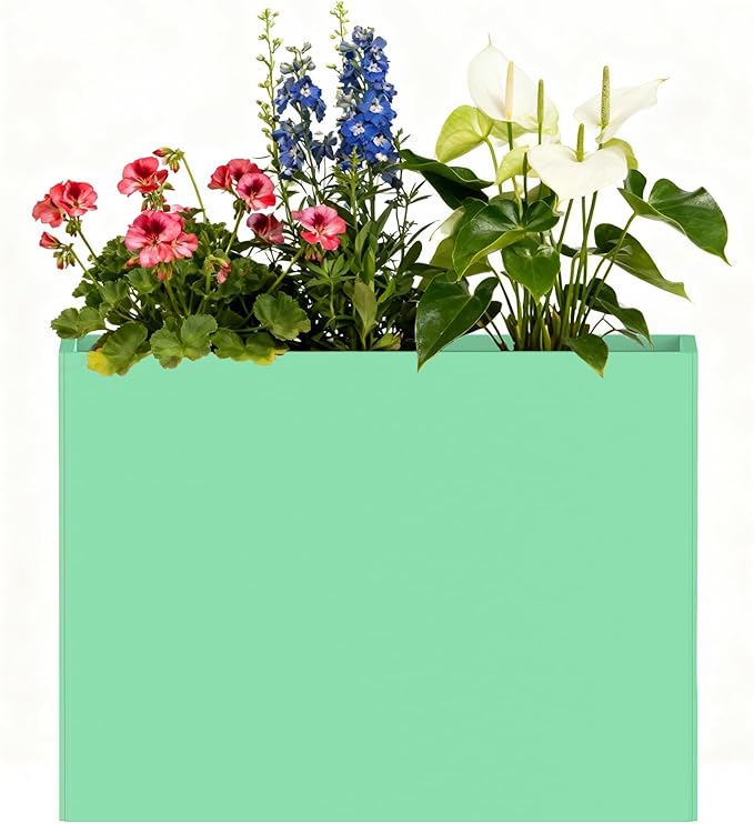 Rectangular Planter Box with Removable Insert Shelf - 32x12x24 Inches Large Size Planters for Patio Yard, Green Ganeekiron