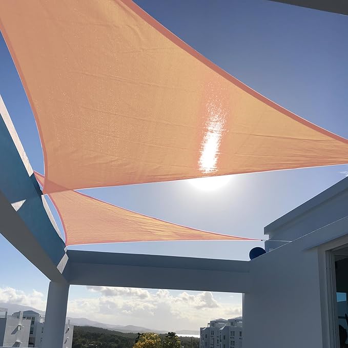 SUNNY GUARD Custom Size 13'x13'x13' Peach Fuzz Sun Shade Sail Triangle UV Block Shade for Backyard Yard Patio Deck Garden(Customized) SUNNYGUARD
