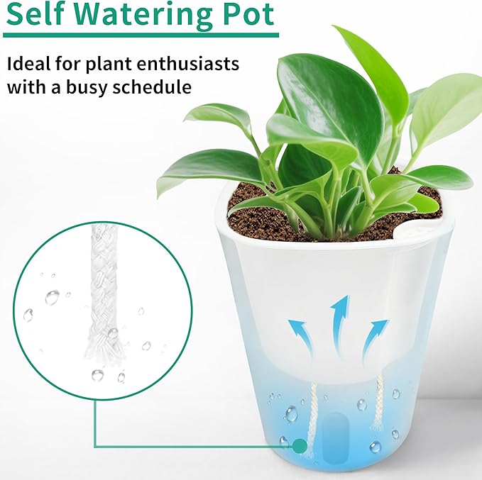 TCBWFY 4 Inch Self Watering Pots for Indoor Plants,8 Sets Self Watering Planter Pots with Visual Water Level Window and Multiple Vents,Self Watering Plant Pot for All House Plants,Flowers,Herbs TCBWFY