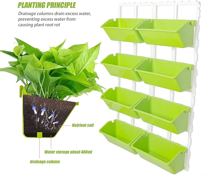 LOYALHEARTDY Vertical Garden Wall Planter Wall Mounted Planter 4-Tier Vertical Garden Planters for Growing Strawberries, Flowers, Vegetables, Herbs Indoor/Outdoor Decoration (Light Green) LOYALHEARTD
