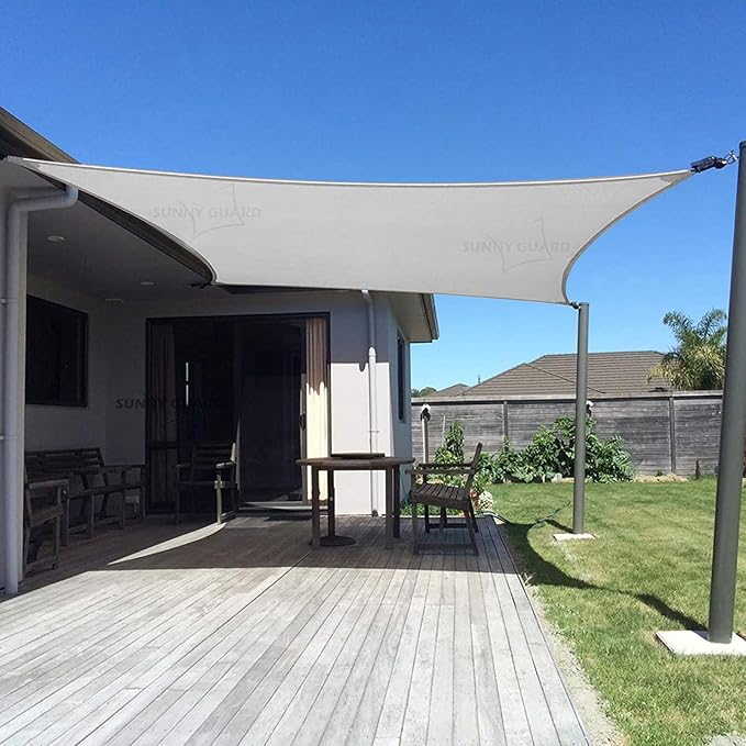 SUNNY GUARD Custom Size 9'x9' Silver Grey Sun Shade Sail Rectangle UV Block Shade for Backyard Yard Patio Deck Garden(Customized) SUNNYGUARD
