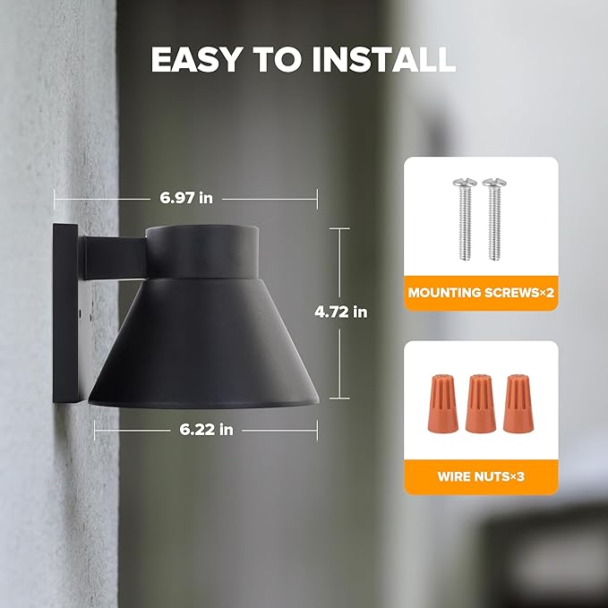 UME 2 Pack LED Outdoor Wall Light Fixtures, Black Front Porch Lights Wall Mount Lighting, Exterior Waterproof Wall Lantern Light Fixture Anti-Rust Farmhouse Wall Sconce for Patio, Doorway, Garage UME