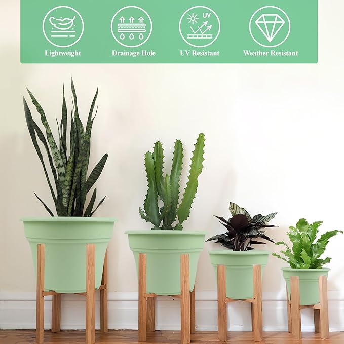 6 Inch Plastic-Flower Pot-for-Indoor Plants, 6 Pack Outdoor Plant Pots with Drainage Holes & Saucers, Resin Garden Pots Planters Pottiffe