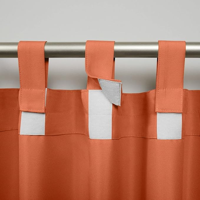 Exclusive Home Cabana Solid Indoor/Outdoor Light Filtering Hook-and-Loop Tab Top Curtain Panel Pair, 54"x84", Mecca Orange Exclusive+Home