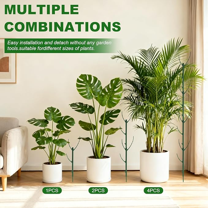 5pack Adjustable Plant Support Pole – Stackable Indoor/Outdoor Support Pole with Clamps, Suitable for Supporting Monstera and Climbing Plants, Garden Accessories, Perfect Replacement for Plant Stakes Rootora