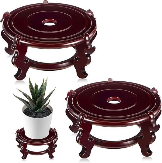 Geetery 2 Pcs 4 to 12 in Wooden Plant Stands Indoor Chinese Oriental Plant Stand for Vase Fishbowl Flower Pot Lamp Redwood Base Vintage Display Rack Decor(6 Inch) Geetery