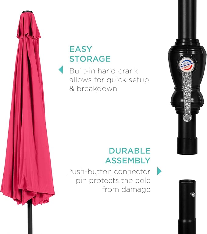 Best Choice Products 10ft Outdoor Table Compatible Steel Polyester Market Patio Umbrella w/Crank and Easy Push Button Tilt BestChoiceProducts