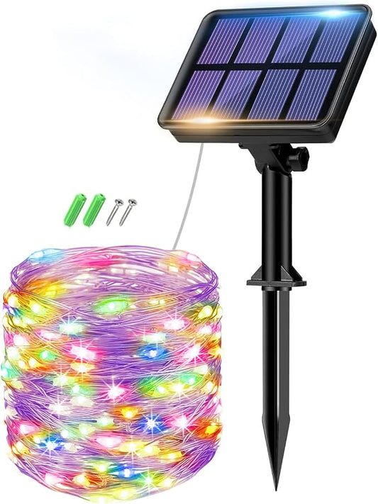 btfarm Solar String Lights Outdoor - 80LED 33FT Solar Fairy Lights Outside Waterproof 8 Modes, Copper Wire Solar Powered Twinkle Lights for Tree Garden Christmas Wedding Party Decor, Colorful btfarmdecorativelighting