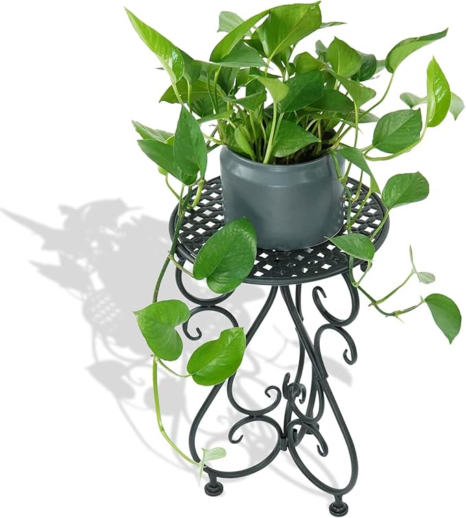 Metal Plant Stand, Heavy Duty Flower Pot Stand 17" Tall, Single Planter Holder for Indoor, Outdoor, Garden, Patio, Porch, Balcony, Home Decor, Black(1 Pack) BuyNow