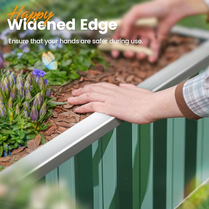 KING BIRD Raised Garden Bed 68" x 36" x 18" Heightened Galvanized Steel Metal Planter Box Outdoor for Deep-Rooted Vegetables, Flowers, Large Raised Bed Kit (Green) KINGBIRD