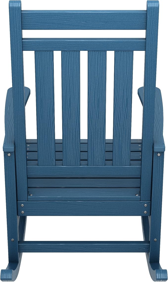 SERWALL Oversized Rocking Chair, Outdoor Rocking Chair for Adults, All Weather Resistant Porch Rocker for Lawn Garden, Blue SERWALL