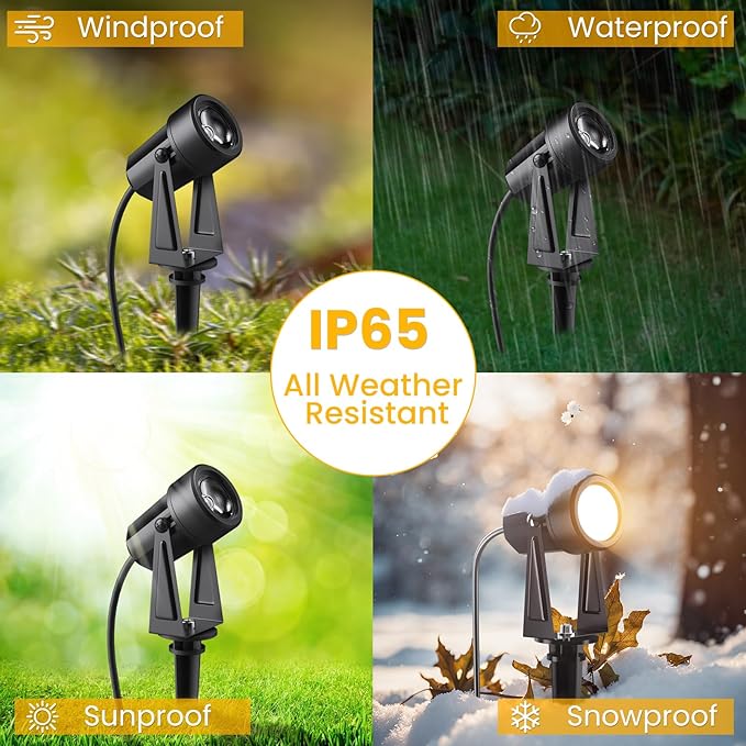 Low Voltage Landscape Lighting,8 Pack Outdoor LED Landscape Spotlights with Transformer 27V Garden Lights Pathway Lights IP65 Waterproof 3000K Warm White Pogestrand
