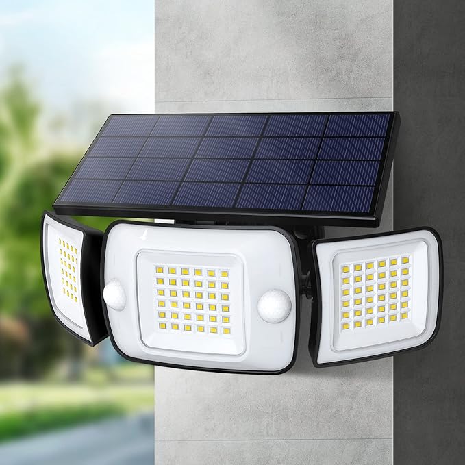 intelamp Solar Outdoor Lights,6000mAh Motion Sensor with Dual Sensors,Waterproof Solar Flood Lights 270°Wide Angle for Outside with 3 Modes IntelampSolarLightingArtist