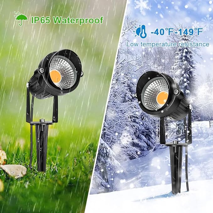 LightingWill 5W Landscape Lighting, Warm White 3000K-3500K, DC 12V LED Low Voltage Landscape Lights, IP65 Waterproof Pathway Lights for Outdoor Garden, Yard, Fence, House, Lawn, Tree, Flags (8 Pack) LightingWill