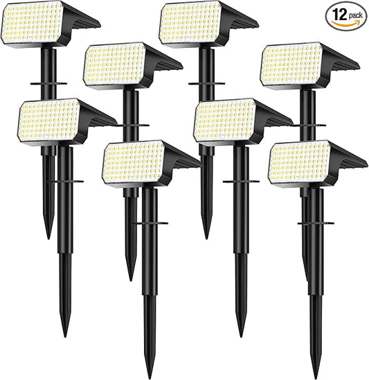 LANSOW Solar Spot Lights Outdoor Waterproof IP67, (8 Pack/90 LED/4 Modes) Solar Landscape Spotlights, 2-in-1 Solar Powered Flood Lights for Yard Garden Pathway Outside Tree, Auto ON/Off(Cool White) LANSOW