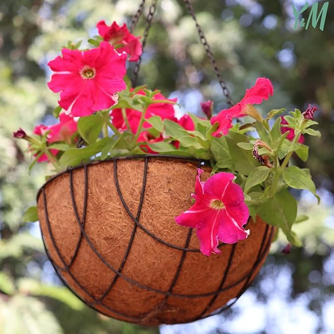Y&M 4pcs 18“ Round Coconut Fiber Liner, 18'' Coco Liner Pre-Formed Replacement for Wall Hanging Planter Basket YM