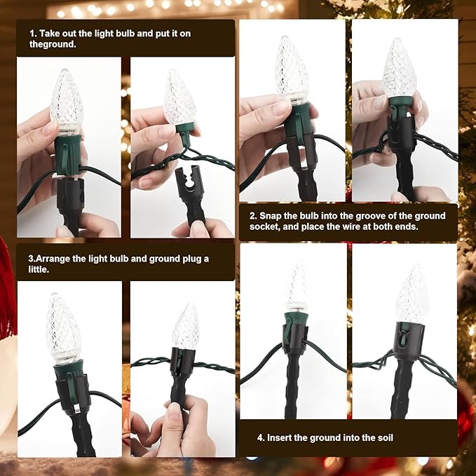 60 Pcs 5 Inch Christmas Light Stakes Universal Yard Lawn Holiday Light Stakes for C7 C9 String Lights Holders on Yards, Pathways (Green) Rootora