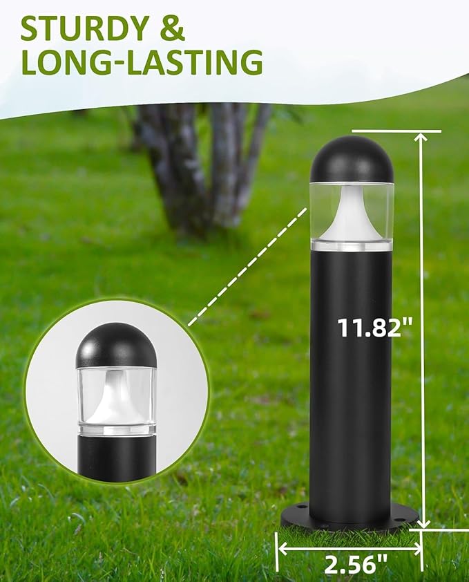2 Pack Low Voltage Landscape Pathway Lights, 12V LED Bollard Light IP67 Waterproof, Outdoor Driveway Walkway Wired Lights (Included Connector and Stakes) - Yard Garden Lawn,2700K Warm White MOON-DE-AGE