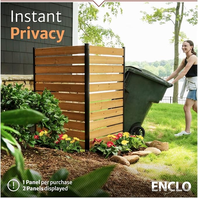 5ft H x 3.2ft W (1 Panel) No Dig Enclo Concord Cedar Wood Privacy Screen, Great to Hide Trash Cans, Decorative Patio Privacy Screen, Outdoor Privacy Fence Panel, Air Conditioner Fence, EC18022 Enclo