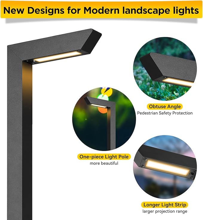 Gardencoin 3CCT LED Low Voltage Landscape Pathway Light, 12V Premium 3000K/4000K/5000K Selectable Path Lights Wired, Modern Walkway Lights Outdoor, Higher Housing with Larger Stake (19.7IN, 8 Pack) Gardencoin