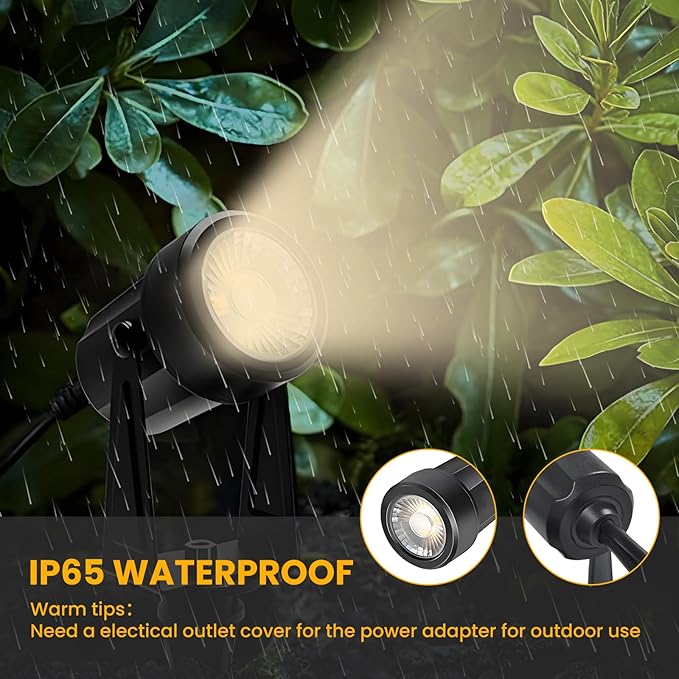 Svater Low Voltage Landscape Lighting Outdoor, 3W 250 LM Plug-in Outdoor Spotlights with Transformer for House Yard Pathway, 3000K Warm White Spot Lights IP65 Waterproof - 6 Pack Svater