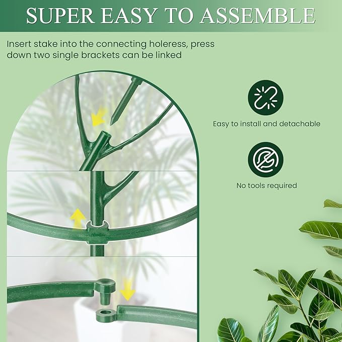 9 Pack Plant Support Stakes & Plant Cage Support Rings, Plant Stakes for Indoor Plants, Stackable Garden Flower Support for Potted Plants, Succulents, Aloe, Small Plants First-zgel