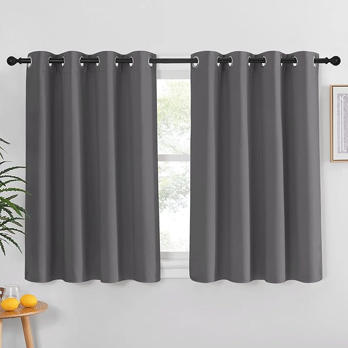 NICETOWN Blackout Curtain Panel for Bedroom - Window Treatment Thermal Insulated Solid Grommet Blackout Drape for Living Room (1 Panel, 52 by 45 inches, Grey) NICETOWN