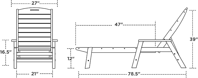 POLYWOOD NCC2280MA-P Nautical Arms Chaise, One Size, Green POLYWOOD