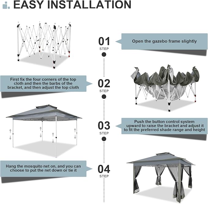 COBIZI 12x12 FT Pop up Gazebo on Clearance Outdoor pop up Canopy Tent,carpas para Patio, Shelter Tents with Sandbags & Portable Carry Bag, Patio Gazebos for Camping, Garden & Lawn, Darkgrey(Upgraded) COBIZI