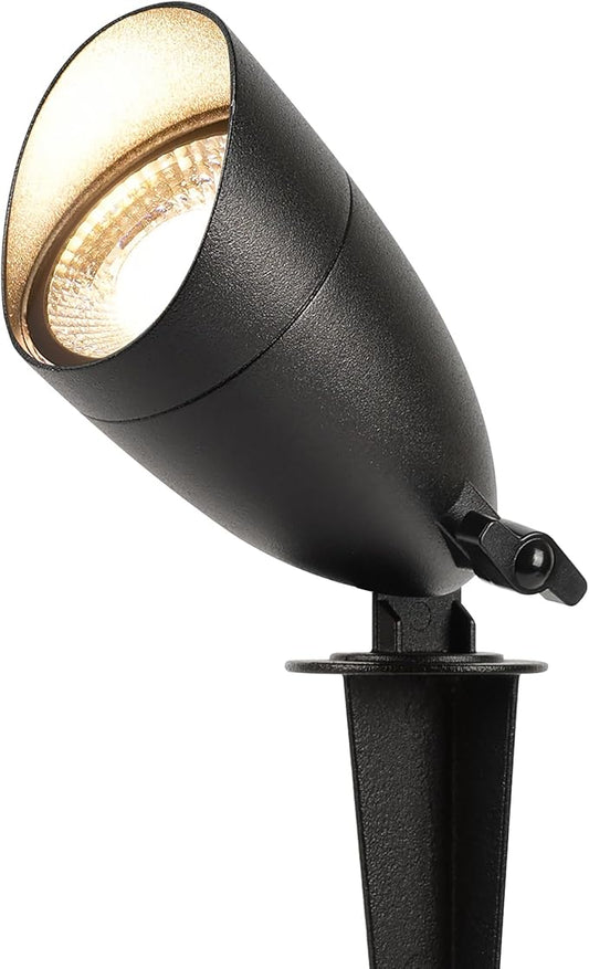 LUTEC 12V Low Voltage Landscape Lighting, Die-cast Aluminum Spot Lights with Connectors, IP65 Waterproof Outdoor Landscape Spotlights, 5W 550LM Warm White 3000K for Tree Garden Yard Pathway, 1 Pack LUTEC