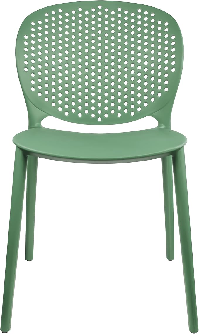 2xhome Set of 3 Patio Dining Chairs | Modern Stackable Outdoor Pool Side Chair | Weather Resistant Plastic for Yard, Porch, Balcony, Kitchen, Green 2xhome