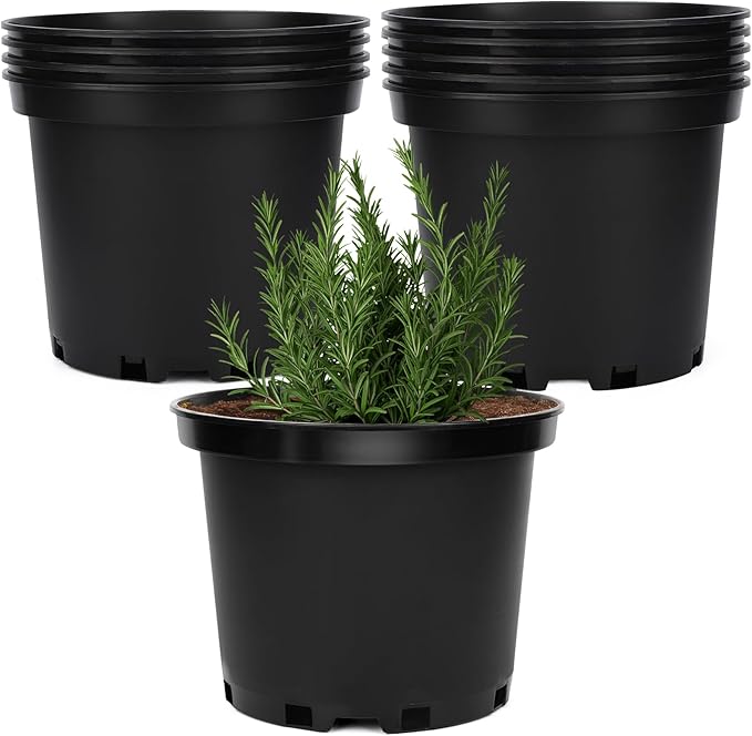 GREANER 2 Gallon Nursery Pots for Plants, 10 PCS Plastic Plant Pot with Drainage Holes for Indoor Outdoor, Garden, Greenhouse(Black) GREANER