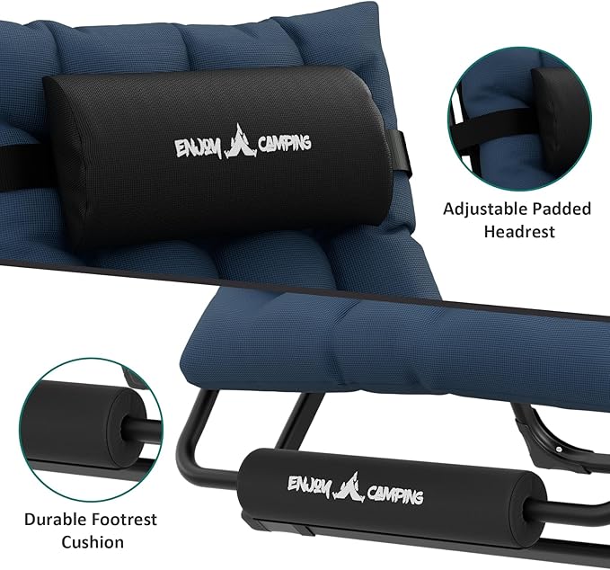 UDPATIO Oversized Zero Gravity Chair 29In XL Patio Reclining Chair with Cushion, Outdoor Folding Adjustable Recliner with Cup Holder, Foot Rest & Padded Headrest, Support 500LB, Navy UDPATIO