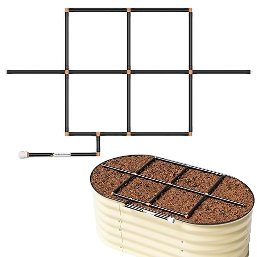 Garden Grid Watering System | Raised Garden Bed Drip Irrigation System – But Better | Pre-Assembled, Waters Every Plant Evenly, 1-Minute Setup | Square Foot Gardening Grid | US-Made (Cornerless, 2x4) GardenInMinutes