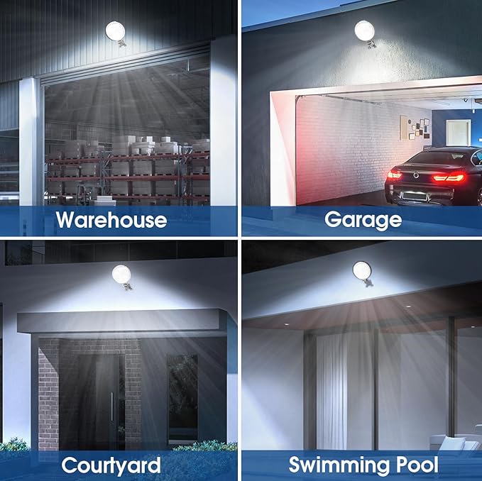 4 Pack 150W LED Barn Light, 20000LM Dusk to Dawn Sensor Security Light with 150° Adjustable Angle Photocell, IP66 Waterproof 6500K Daylight Outdoor Lighting for Farmhouse/Yard/Street StarMoitic
