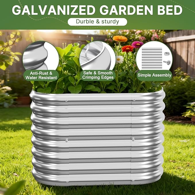 4 PCS Galvanized Raised Garden Bed Outdoor, Metal Garden Bed for Vegetables, Above Ground Garden Box for Flower, Steel Raised Beds for Gardening - 3FT Mostmahes