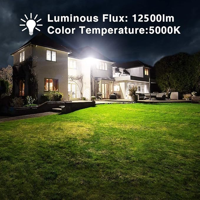 4 Pack 100W LED Flood Light, IP66 Waterproof Outside Flood Light, 12500LM Super Bright Outdoor Security Lights, 5000K Daylight White Floodlight for Yard Garden Playground Basketball Court Patio XYCN
