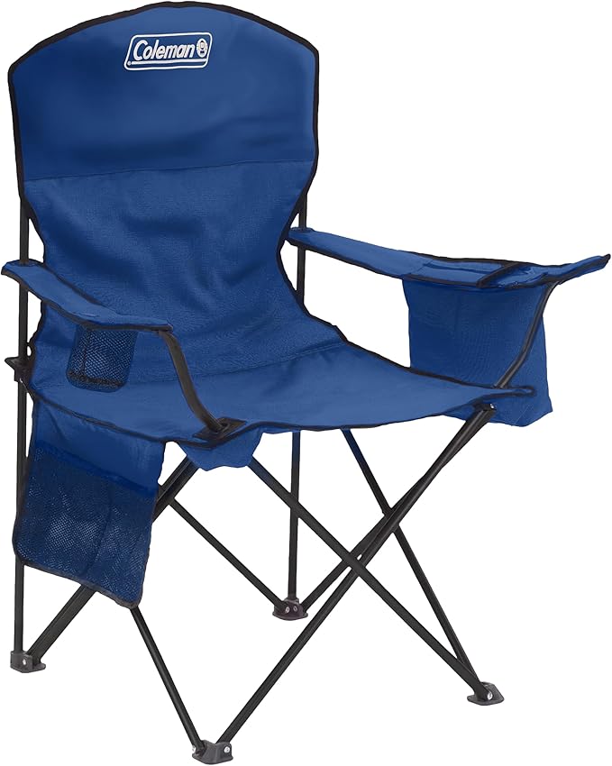 Coleman Portable Camping Chair with 4-Can Cooler, Cushioned Seat & Back with Side Pockets & Cup Holder, Carry Bag Included, Great for Camping, Tailgating, Firepits, Patio, & More Coleman