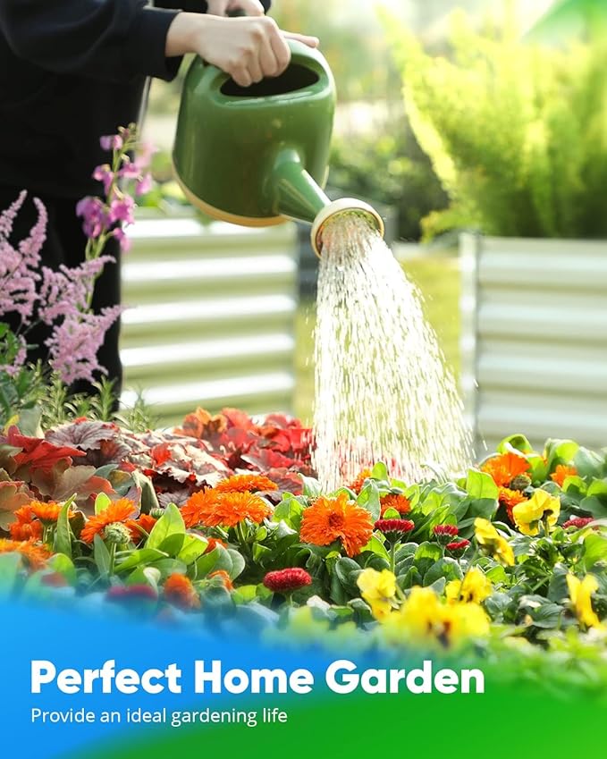 Quictent Galvanized Raised Garden Bed 4x3x2ft Tall Garden Bed Extra Height 22.4" Hold 24cft Soil Outdoor Heightened Planter Box for Deep Root Vegetables Herbs Tomato Cage Included, Silver QUICTENT