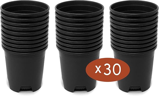 Wholesale Bulk Nursery Pot 5.5 Inch Black Plastic Planters 30-Pack 0.5 Gallon Pots for Outdoor Indoor Plants Gardening Flower with Drainage Holes CottaPlanters