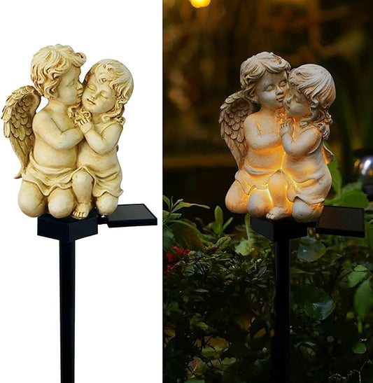 Solar Garden Angel Lights, Waterproof Outdoor Garden Angels Statue Decorations Angels Solar Lights for Cemetery Gravesite Grave Outside Yard Patio Lawn Porch (Baby Angel) LAIAMER