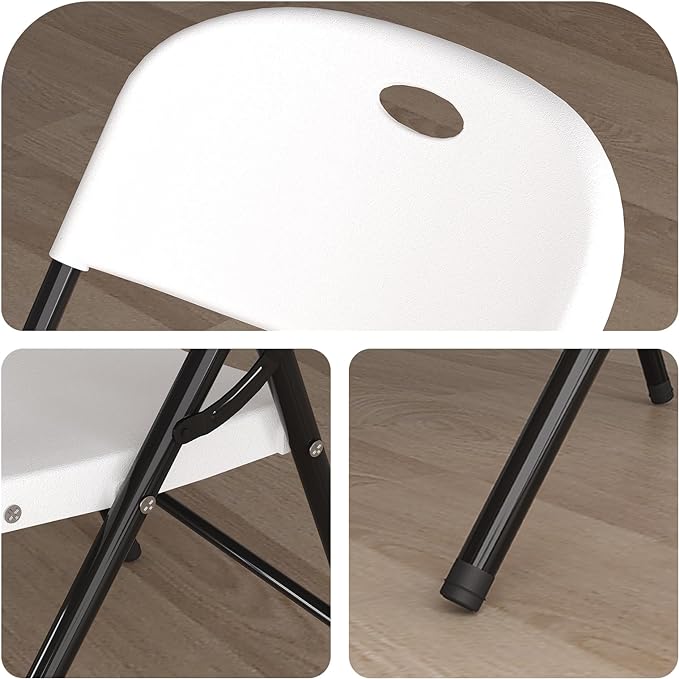 Nazhura 350 Weight Limit Heavy Duty Plastic Folding Chair with Reinfoced Steel Frame for Indoor and Outdoor, Wedding, Party, Restaurant, Meeting Room, Patio and Garden (White, 4 Pack) NazhuraGoodCompanionAtHome