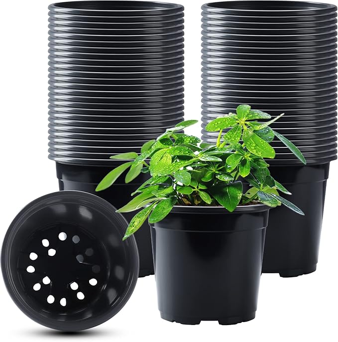50Pcs Nursery Pots Variety Pack Plastic Pots for Plants,5 inch Seedling Pots with Drainage Holes Indoor Outdoor Flower for Succulent Vegetable Herb Outbest