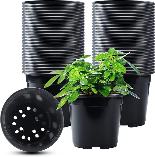 50Pcs Nursery Pots Variety Pack Plastic Pots for Plants,5 inch Seedling Pots with Drainage Holes Indoor Outdoor Flower for Succulent Vegetable Herb Outbest