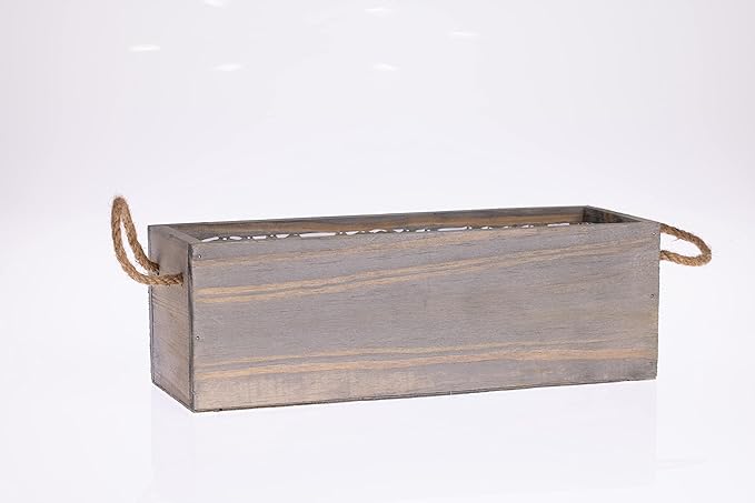 Wooden Planter Box with Handle I Rustic Barn Wood, Plastic Liner l Garden Decor l Restaurant and Wedding Decorations l Wedding Table Centerpiece (12x4 w Handle Set of 4, Natural) Rootora