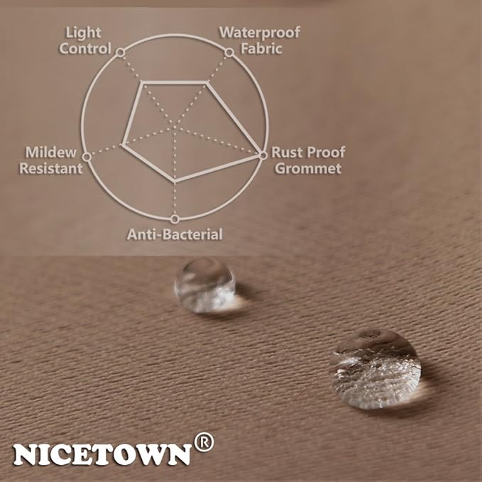 NICETOWN Outdoor Curtain Grommet Top and Bottom, Thermal Insulated Keeps The Rain Out Versatile Vertical Drape, Blackout Heavy Weight Wind Break Outdoor Drapery (52 by 108 inches,1 Piece, Tan-Khaki) NICETOWN