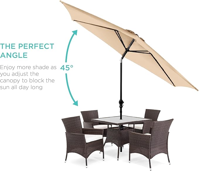 Best Choice Products 10ft Outdoor Table Compatible Steel Polyester Market Patio Umbrella w/Crank and Easy Push Button Tilt BestChoiceProducts