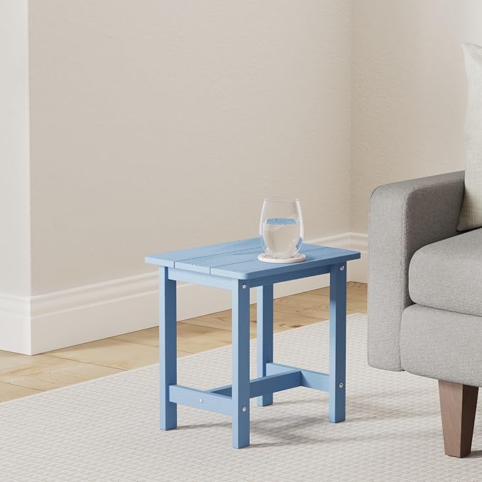 LUE BONA Outdoor Side Table, HDPS Small Outdoor Table, Adirondack Side Table, Outside End Table for Patio, Porch, Deck, Weather Resistant/Easy Maintenance/Indoor or Outside Use, Navy Blue LUEBONA