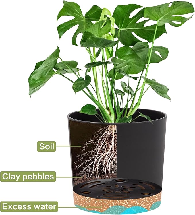 QCQHDU 5 inch Plant Pot, 2 Pack Planters for Indoor Plants with Drainage Holes & Saucer, Outdoor Flower Pots Home Garden Modern Decor QCQHDU