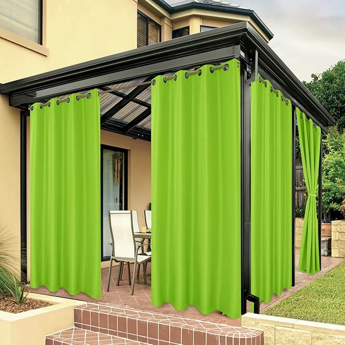 BONZER Outdoor Waterproof Curtains for Patio Privacy Grommet Light Filtering Outside Curtains for Gazebo, Porch, Pergola, Pavilion, 1 Panel, 54W x 95L inch, Green Bonzer